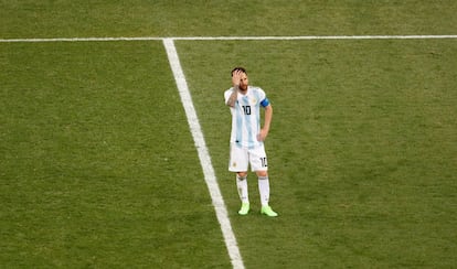 El jugador argentino Lionel Messi durante el partido frente a Croacia.