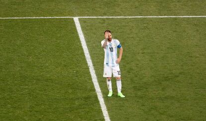 El jugador argentino Lionel Messi durante el partido frente a Croacia.