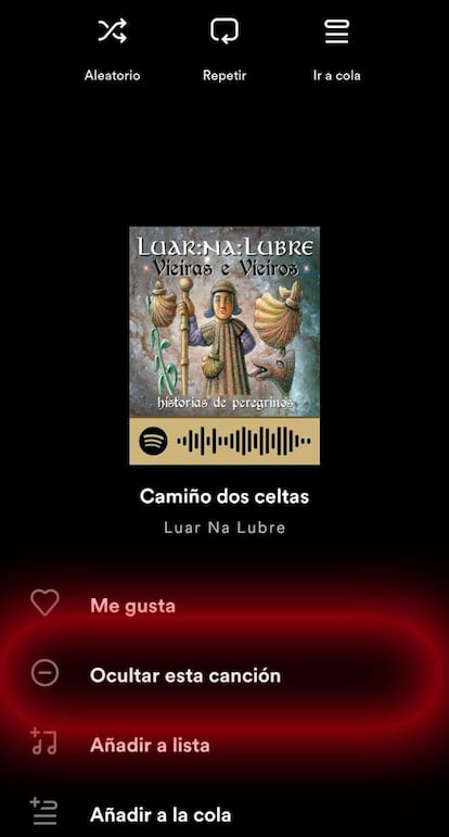 Ocultar canción Spotify