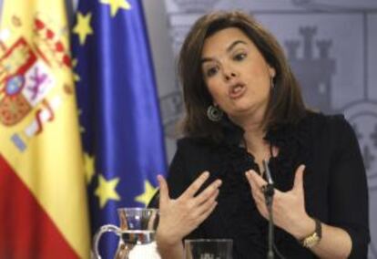 Santamaría, en la rueda de prensa tras el Consejo de Ministros.