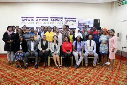 Participantes en el reciente foro de formación de la Asociación de Mujeres de los Medios de Comunicación en Kenia.