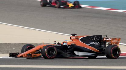 El McLaren, durante el GP de Bahrein. 