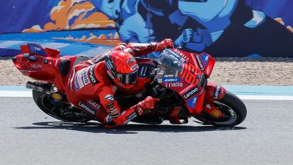 El piloto español Marc Márquez durante el 'sprint' del Gran Premio de España de MotoGP en el circuito de Jerez de la Frontera este sábado.