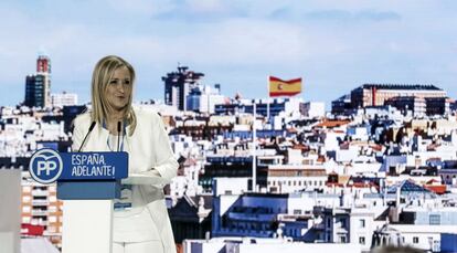 Cristina Cifuentes durante su intervención en el Congreso Nacional del PP.