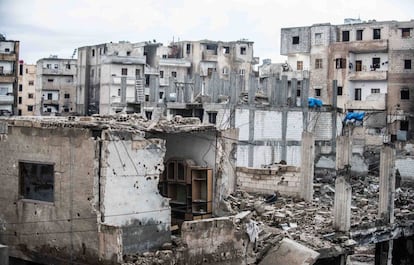 Vista sobre a cidade de Raqa após quase quatro anos de bombardeio e luta contra o Estado Islâmico.