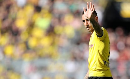 Alcácer, en un partido con el Dortmund.