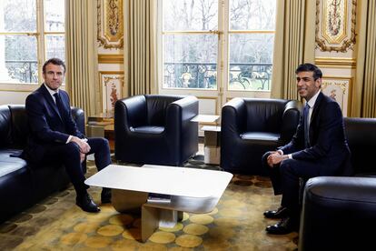 Macron y Sunak, antes de la reunión. 