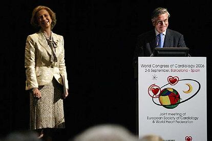 La reina Sofía y el cardiólogo Valentí Fuster, durante la apertura del congreso.