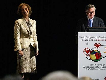 La reina Sofía y el cardiólogo Valentí Fuster, durante la apertura del congreso.