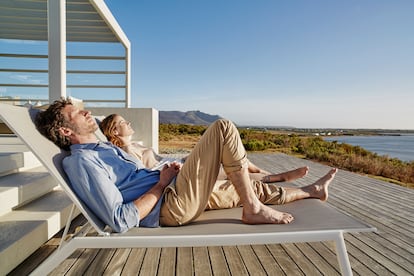 Couple resting under the sun