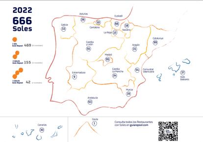 Mapa con la ubicación de los 666 Soles Repsol de 2022.