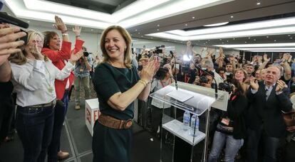 Carina Mejías celebra el resultado en el Hotel Barceló de Sants.