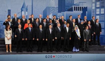Foto de familia con los presidentes de Estado y de Gobierno presentes en la cumbre del G20.