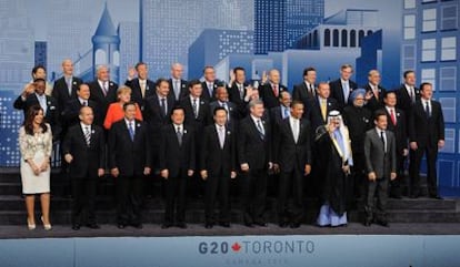 Foto de familia con los presidentes de Estado y de Gobierno presentes en la cumbre del G20.