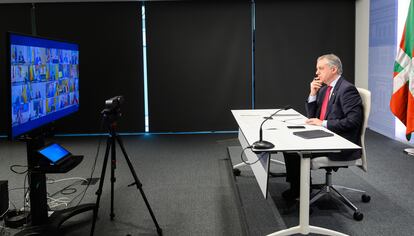 El lehendakari, Iñigo Urkullu, durante su participación en la Conferencia de Presidentes autonómicos.