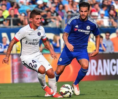 Verrati y Cesc, en el PSG-Chelsea, el sábado en Charlotte.
