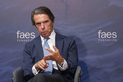 El expresidente del Gobierno José María Aznar, este miércoles durante la inauguración del Campus Faes 2025.
