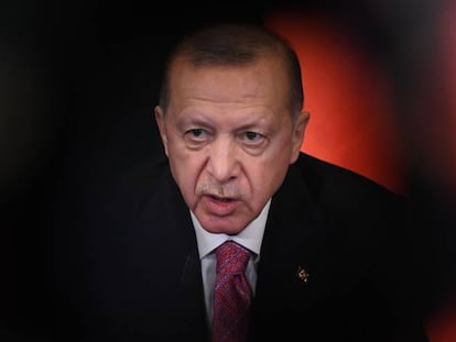 El presidente de Turquía, Recep Tayyip Erdogan, en Tirania (Albania), este lunes. 