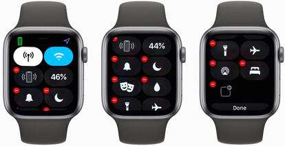 Centro de control del Apple Watch con watchOS 7.