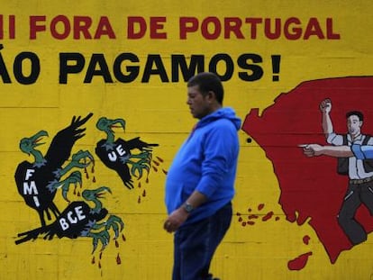 Pichações em Lisboa contra as políticas da troika.