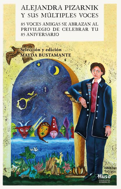 Cubierta del libro homenaje a Alejandra Pizarnik, ilustrada por Diana Balboa y Betzi Arias.