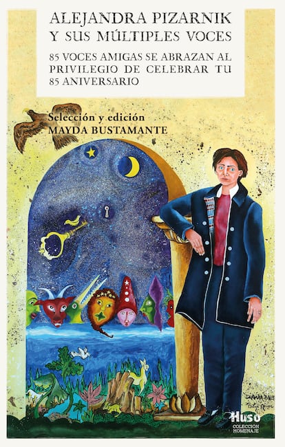 Cubierta del libro homenaje a Alejandra Pizarnik, ilustrada por Diana Balboa y Betzi Arias.