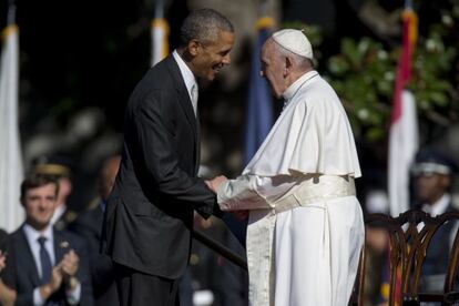 Baracks Obama recibe al papa Francisco en la Casa Blanca