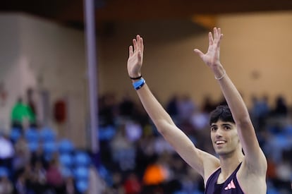 Abel Jordán, tras ganar los 60m.