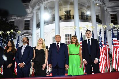 La familia Trump, durante la Convención Republicana en la Casa Blanca.