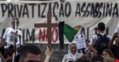 Manifestação na catedral da Sé, em São Paulo no dia 1º de fevereiro