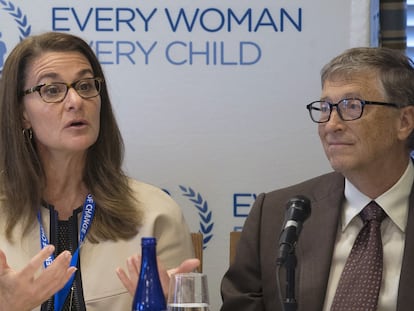 Melinda y Bill Gates en una conferencia en Nueva York en septiembre de 2015.