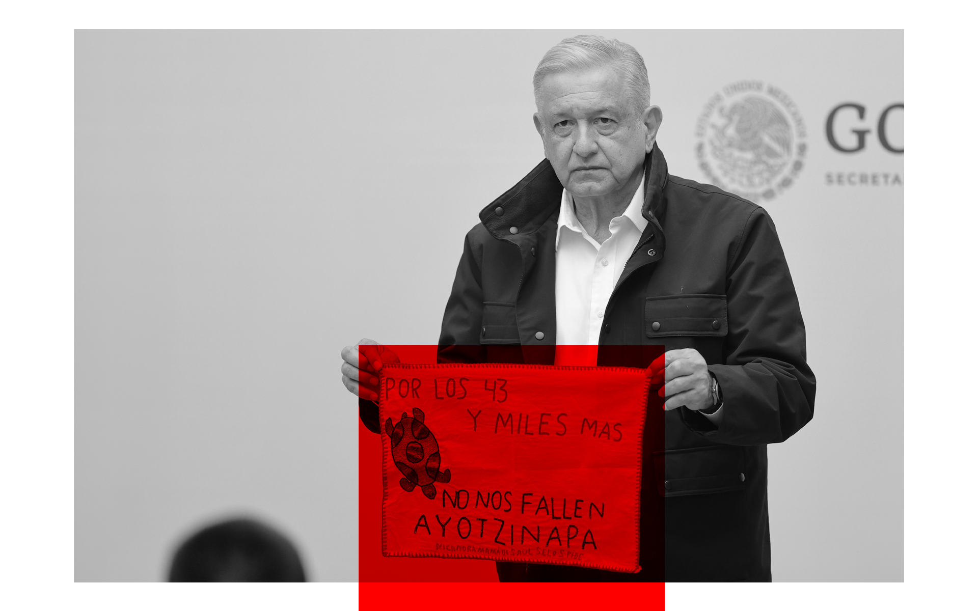 Andrés Manuel López Obrador presidente de México durante el informe del caso Ayotzinapa en el Palacio Nacional. El 26 de septiembre de 2020.