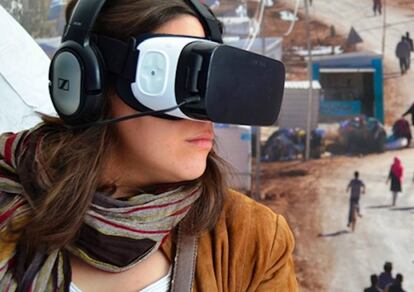 Experiencia de realidad virtual puesta en marcha por MSF para conocer los campos de refugiados. Foto: MSF.