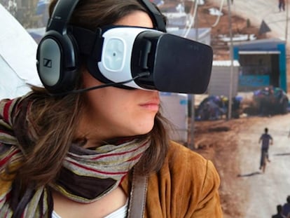 Experiencia de realidad virtual puesta en marcha por MSF para conocer los campos de refugiados. Foto: MSF.