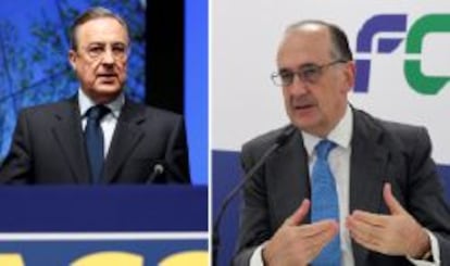 Florentino P&eacute;rez, presidente de ACS, y Juan B&eacute;jar, consejero delegado de FCC.