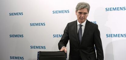 El presidente de Siemens, Joe Kaeser, en una rueda de prensa en enero.