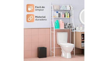 Estantería para el baño sobre fondo blanco.