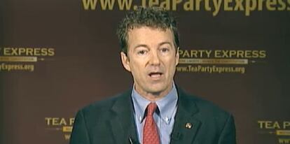 El senador del Tea Party, Rand Paul, durante su réplica al discurso sobre el estado de la Unión de Obama.