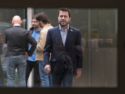 Pere Aragonès a su salida de la sede de ERC, este sábado.