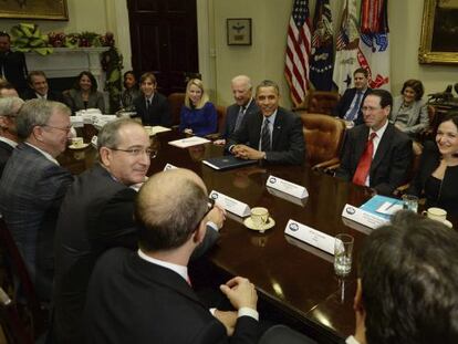 Barack Obama se re&uacute;ne con directivos de empresas tecnol&oacute;gicas en la Casa Blanca.