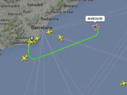 El recorrido que ha hecho el avi&oacute;n para regresar a Barcelona.