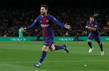 Messi celebra el segundo gol del Barcelona.