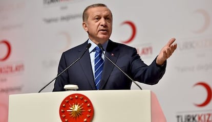 Erdogan, este lunes en un acto en Ankara.