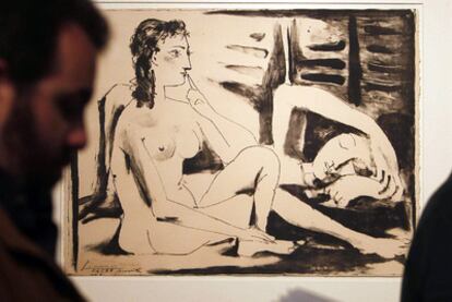 <i>Mujer dormida,</i> litografía de Picasso.