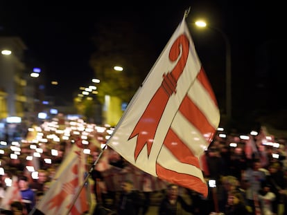 Protestas en Moutier tras declararse nulo el primer referéndum celebrado en 2017. La repetición de la consulta popular se hizo en 2021.