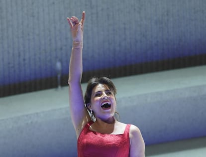 Sabina Puértolas en la función de 'La traviata' en la que sustituyó en el último momento a Nadine Sierra, el 20 de julio de 2025 en el Teatro Real de Madrid.