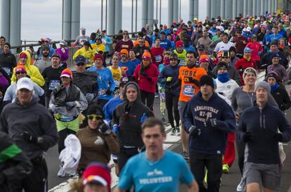 Corredores durante el Marat&oacute;n de Nueva York de 2014.