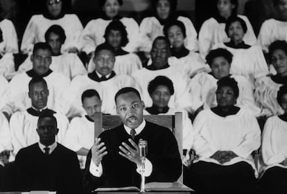 Martin Luther King durante un sermón en la iglesia baptista Ebenezer, el 1 de septiembre de 1960.