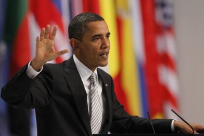 El presidente estadounidense, Barack Obama, en su comparecencia ante los medios tras la cumbre de Lisboa.