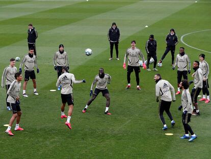 Un entrenamiento del Real Madrid en Valdebebas.